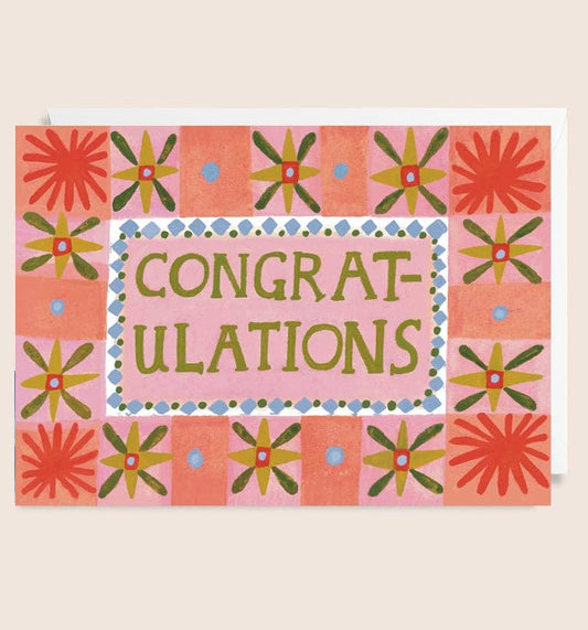 Congratulations Card | Pink Pattern