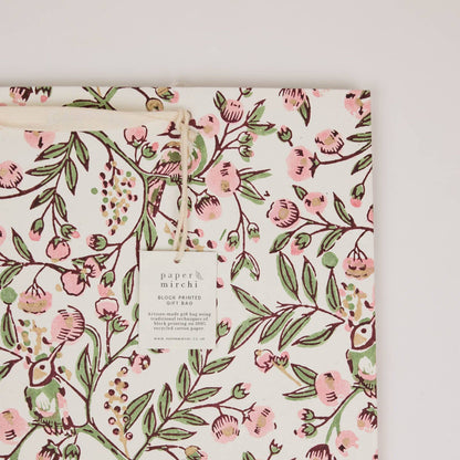 Hand Block Printed Gift Bags (Large) - Blush Refresh Collection