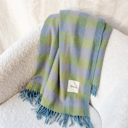 Recycled Wool Throw Green Gingham
