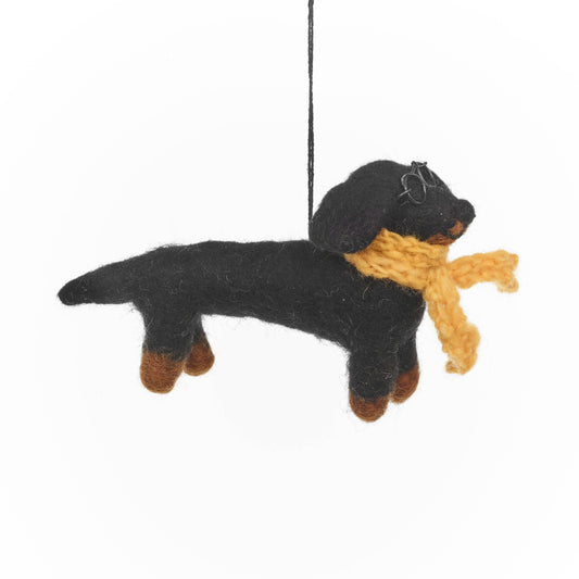 Handmade Felt Douglas the Dachshund Dog Decoration