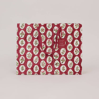 Block Printed Gift Bags (Large) - Christmas Pudding