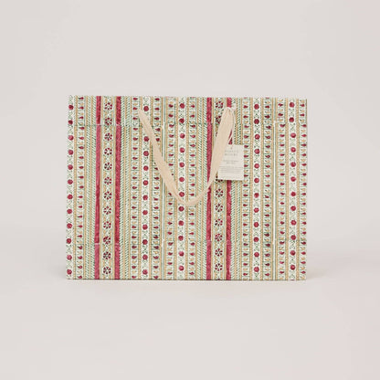 Block Printed Gift Bags (Large) - Traditional Christmas