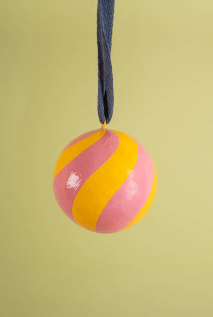 Apricot & Bubblegum Candycane Bauble
