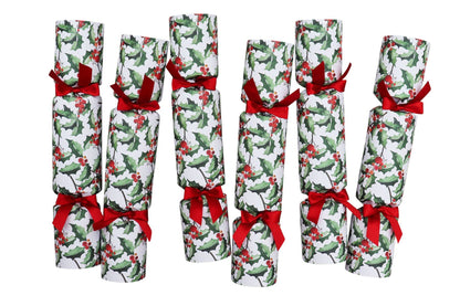 GREEN HOLLY LUXURY CHRISTMAS CRACKERS
