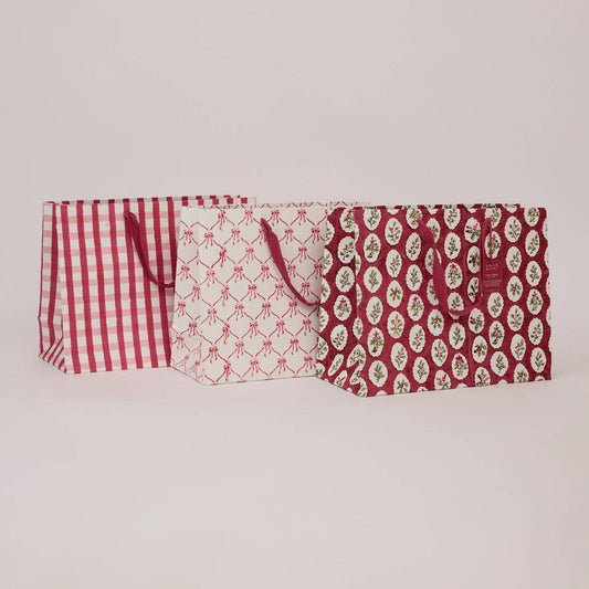 Block Printed Gift Bags (Large) - Christmas Pudding