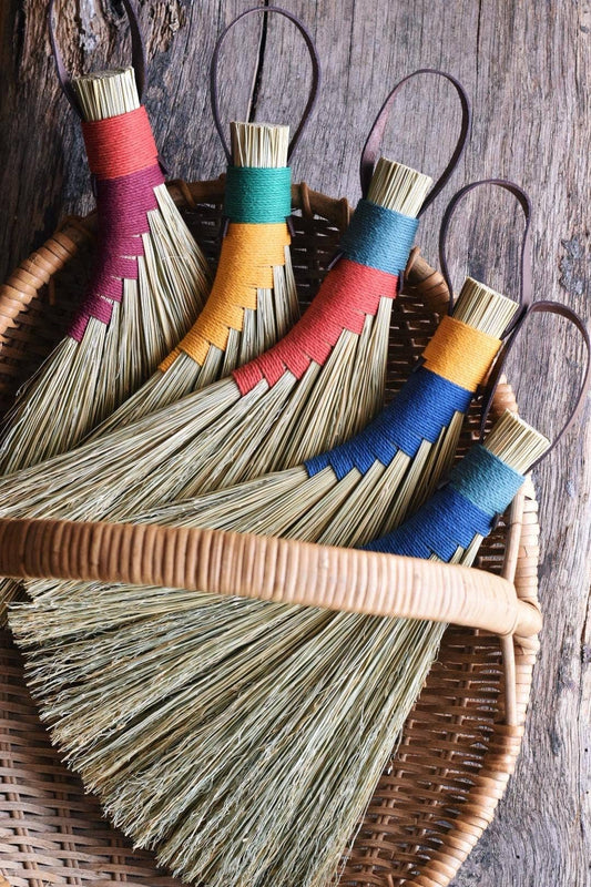 Broomcorn Sorghum Eco Brush Hand Broom: Blue & Teal