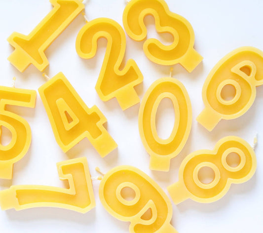 Birthday Candles Numbers | Beeswax Birthday Cake Candle: 0