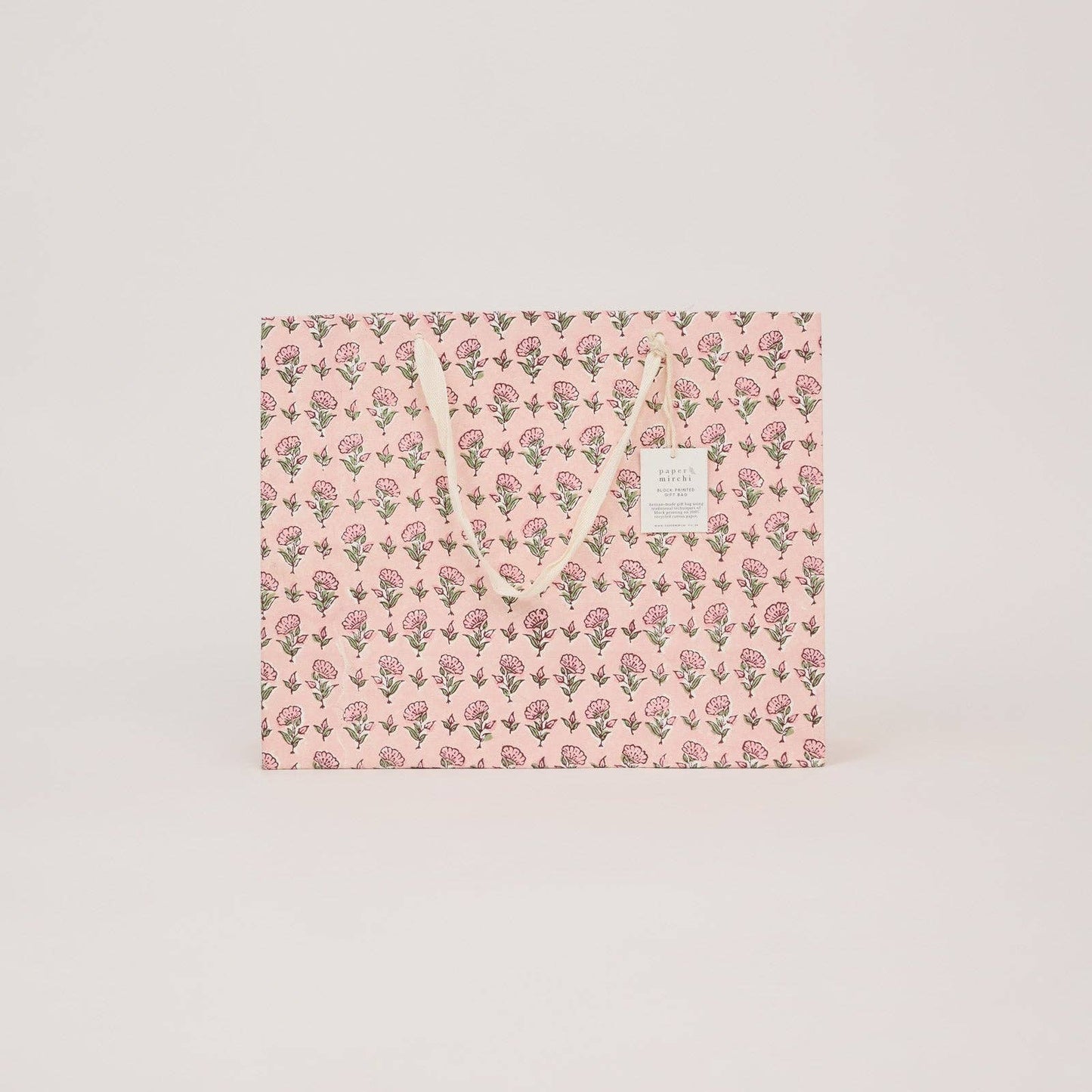 Hand Block Printed Gift Bags (Large) - Blush Refresh Collection