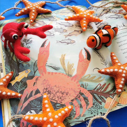 Handmade Felt Hanging Sebastian Crab Biodegradable Felt