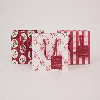 Block Printed Gift Bags (Small) - Christmas Pudding