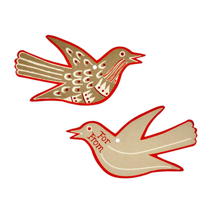 Cambridge Imprint 5 Fancy Songbird Gift Tags in Rosehip