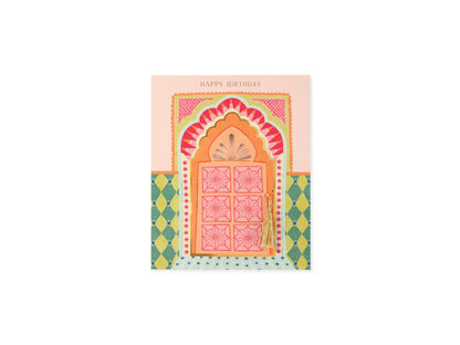 Interactive pop-up birthday card- Garden Peacock