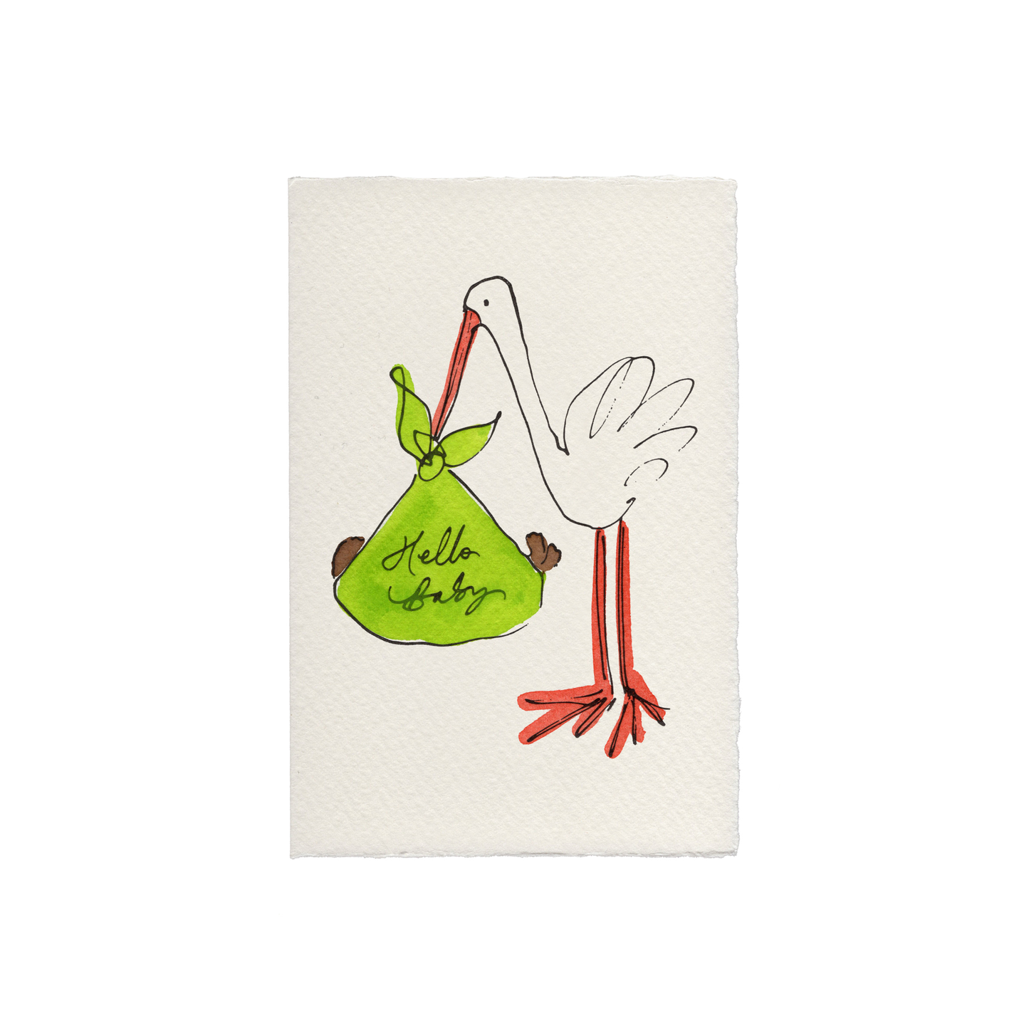 Hello Baby (Stork): Brown & Green