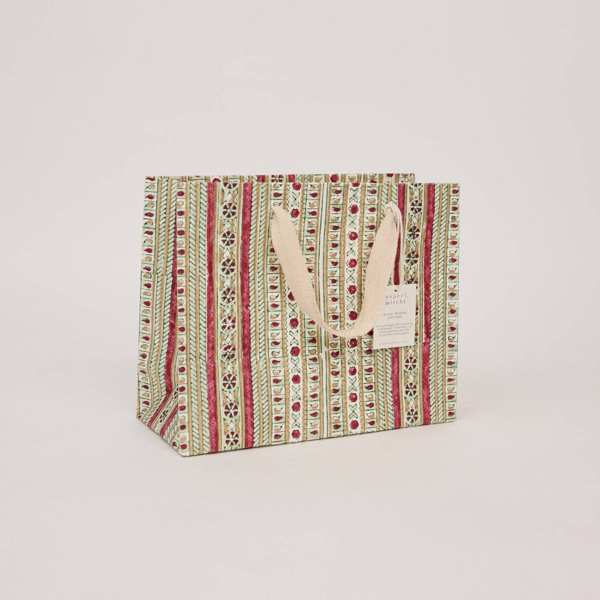 Block Printed Gift Bags (Medium) - Traditional Christmas