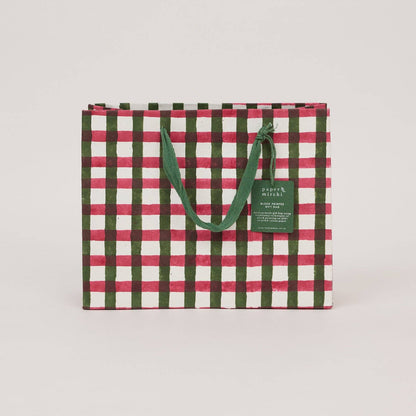 Block Printed Gift Bags (Medium) - Holly Green