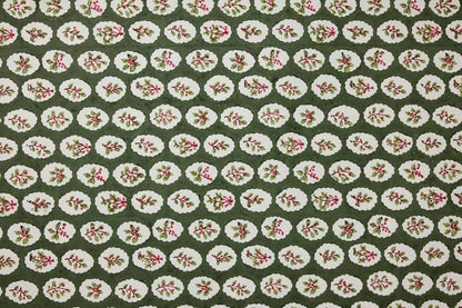 Block Printed Wrapping Paper Sheets - Scallop Tiles Holly Green