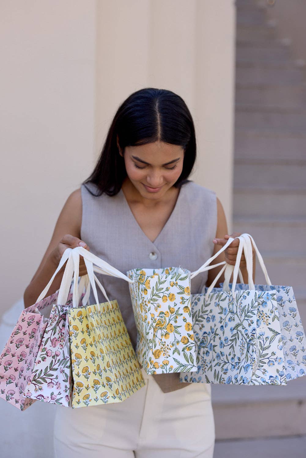 Hand Block Printed Gift Bags (Medium) - Blue Stone Collection