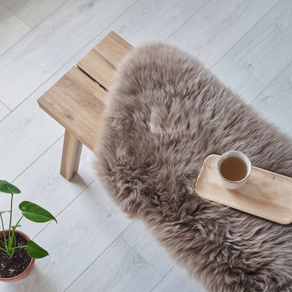 Genuine Eco Tanned Sheepskin Rug / Throw: Taupe