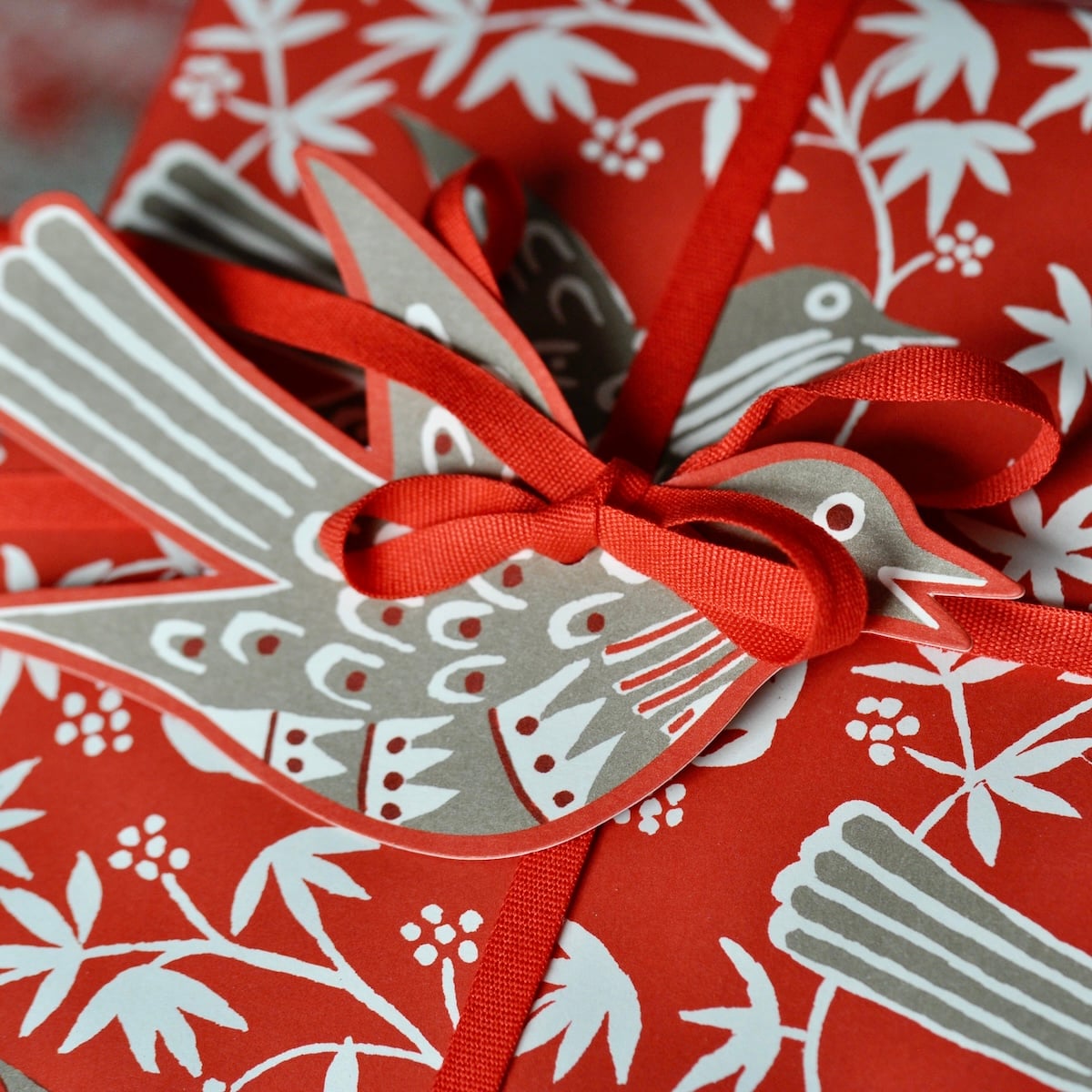 Cambridge Imprint 5 Fancy Songbird Gift Tags in Rosehip