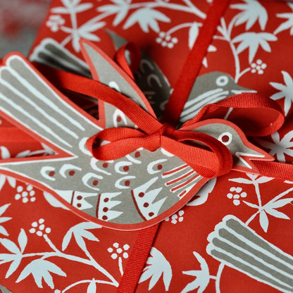 Cambridge Imprint 5 Fancy Songbird Gift Tags in Rosehip