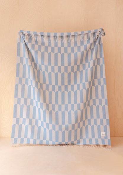 Lambswool Blanket in Blue Geo