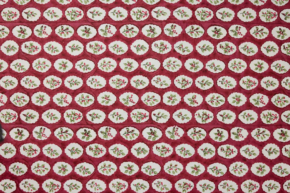 Block Printed Wrapping Paper Sheets - Scallop Tiles Christmas Pudding