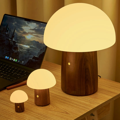 Alice Mushroom Lamp - Super Mini  - Walnut