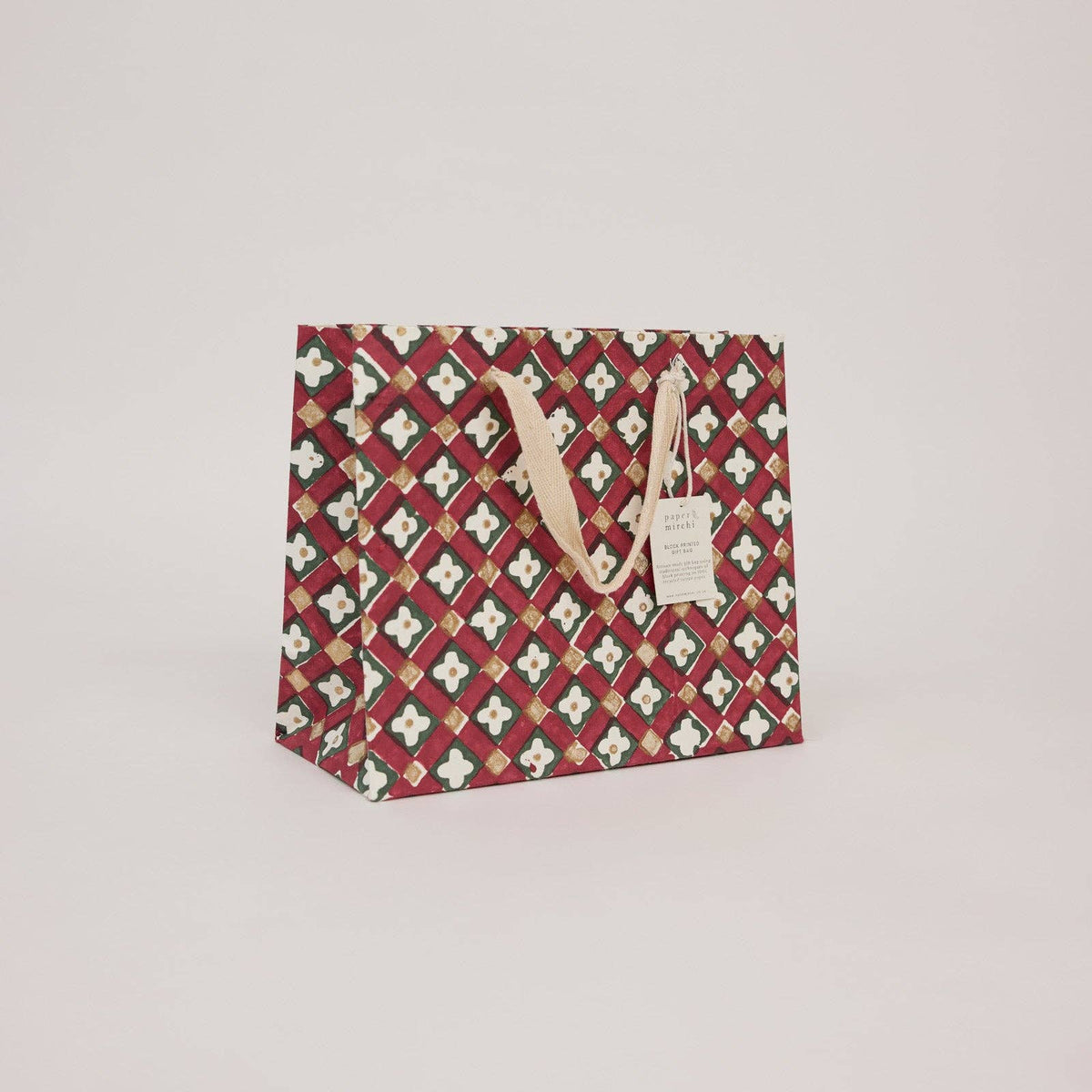 Block Printed Gift Bags (Medium) - Traditional Christmas