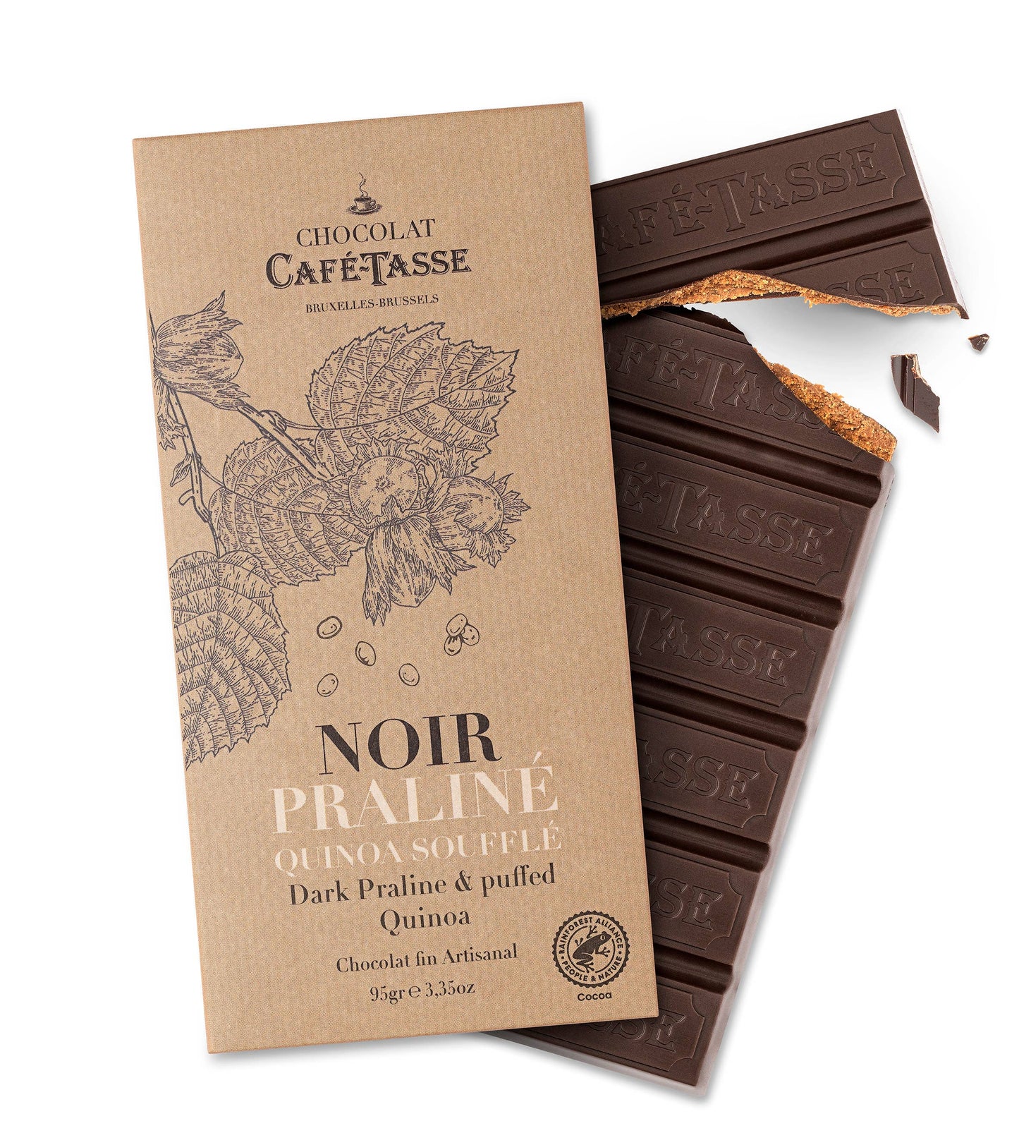 Cafe-Tasse Chocolate Bar 85g Dark chocolate with hazelnut praline and quinoa