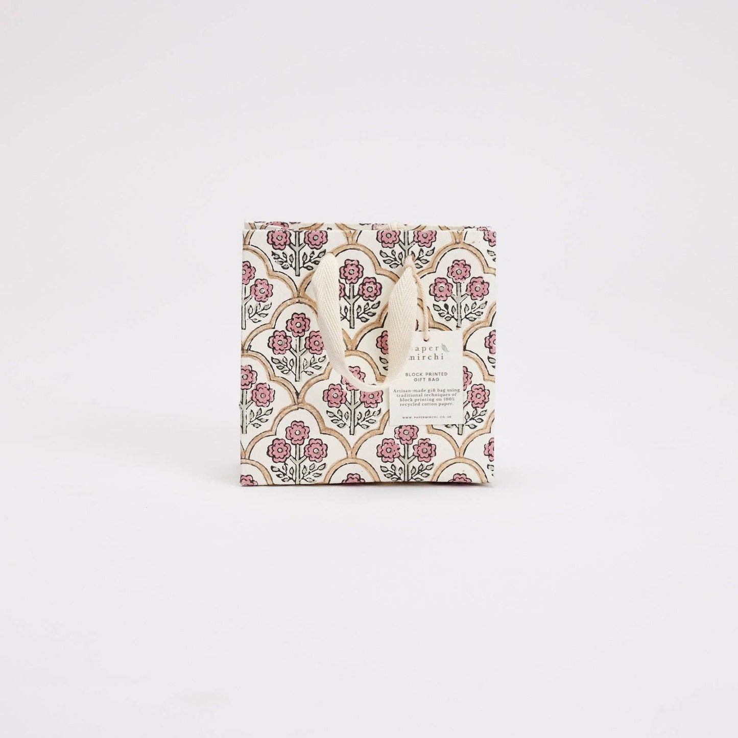 Hand Block Printed Gift Bags (Small) - Pink Earth Collection