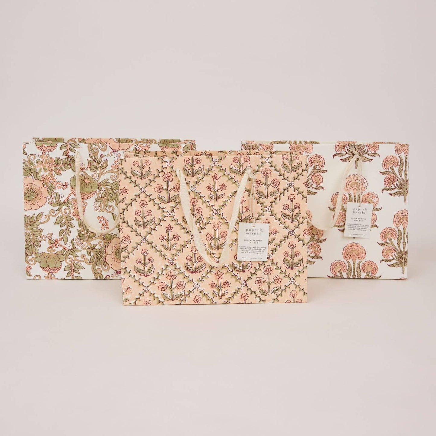 Hand Block Printed Gift Bags (Medium) - Terracotta Collection