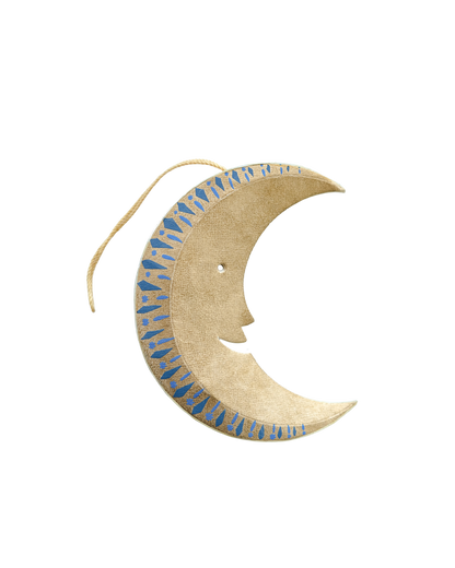 Golden  Man on the Moon Screen-Printed Board Decoration