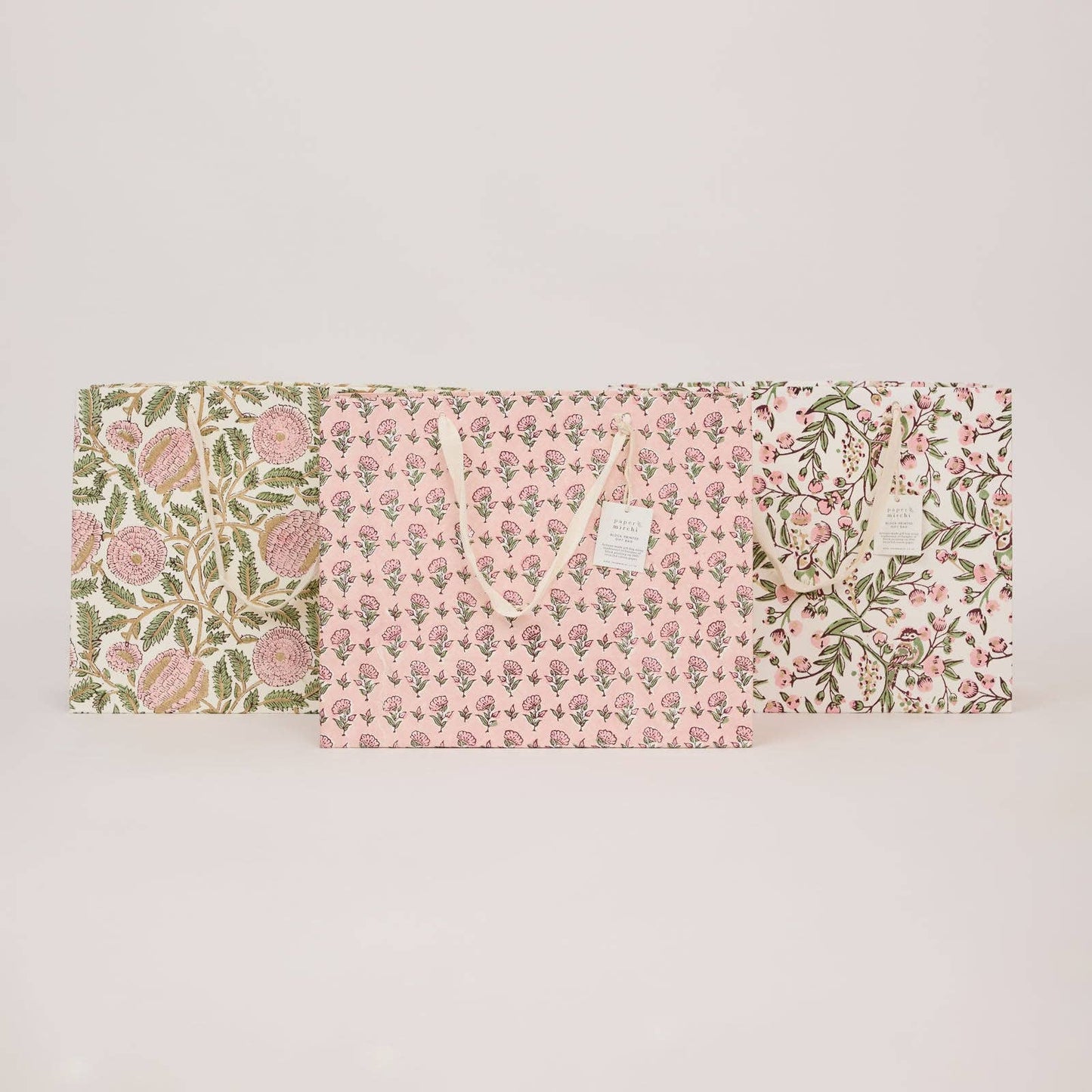 Hand Block Printed Gift Bags (Large) - Blush Refresh Collection