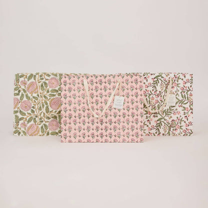 Hand Block Printed Gift Bags (Large) - Blush Refresh Collection