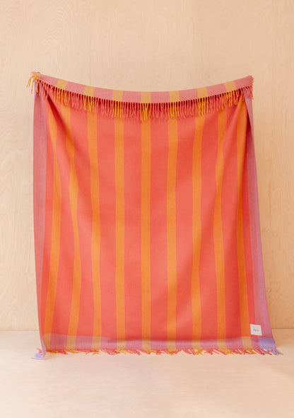 Recycled Wool Blanket in Orange Frame Stripe