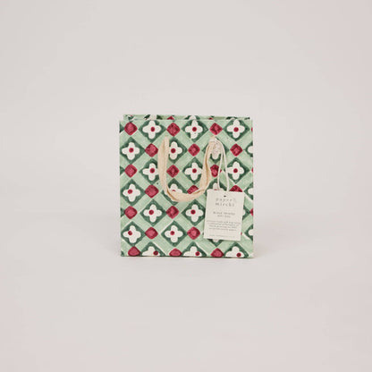Block Printed Gift Bags (Small) - Traditional Christmas