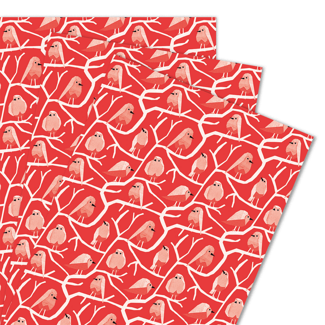 Red Robins | Christmas Gift Wrap Sheet