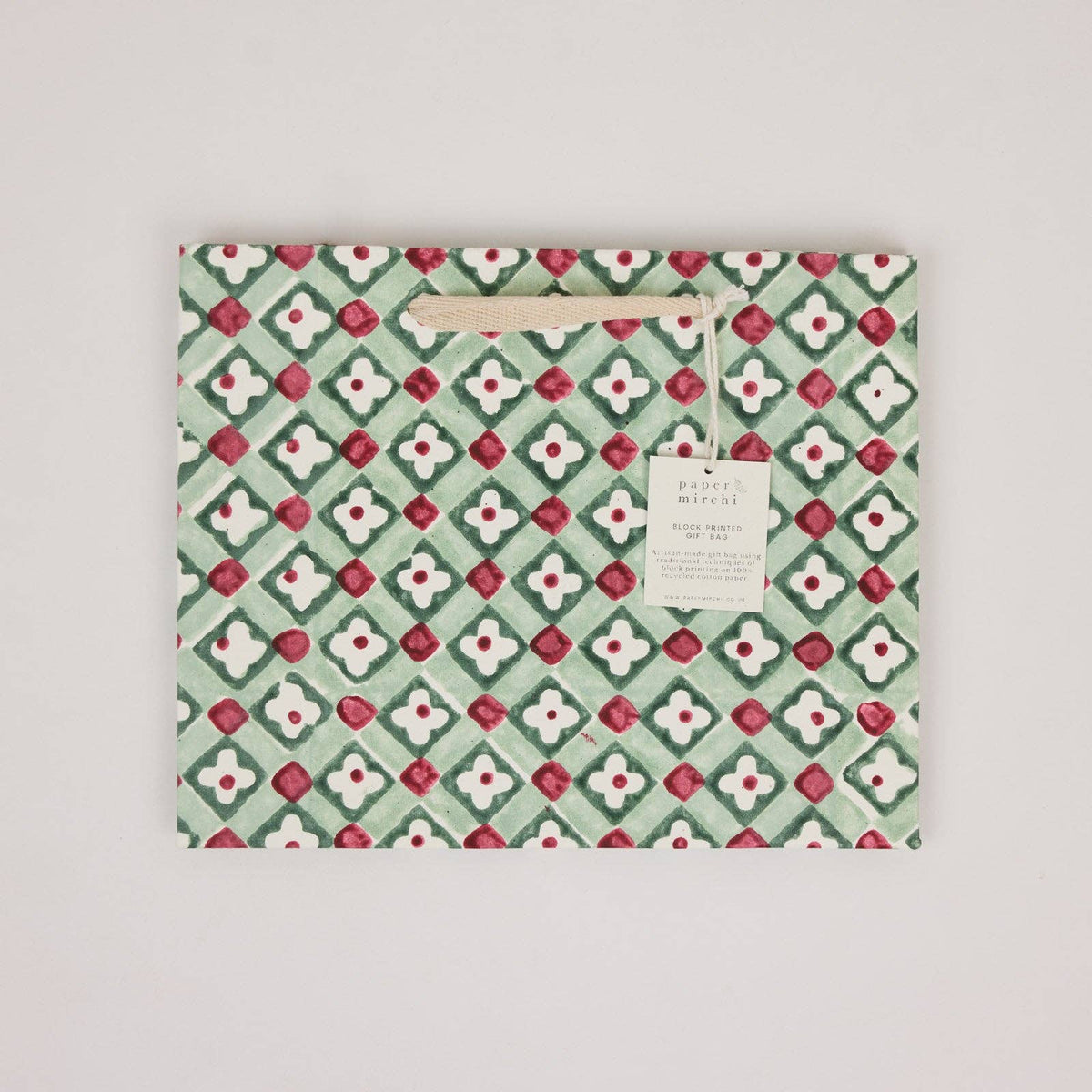 Block Printed Gift Bags (Medium) - Traditional Christmas