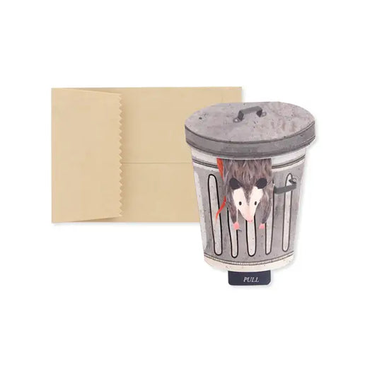 Funny Trash Possum Interactive Mini Pop-Up Greeting Card