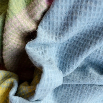 Recycled Wool Throw Green Waffle Block