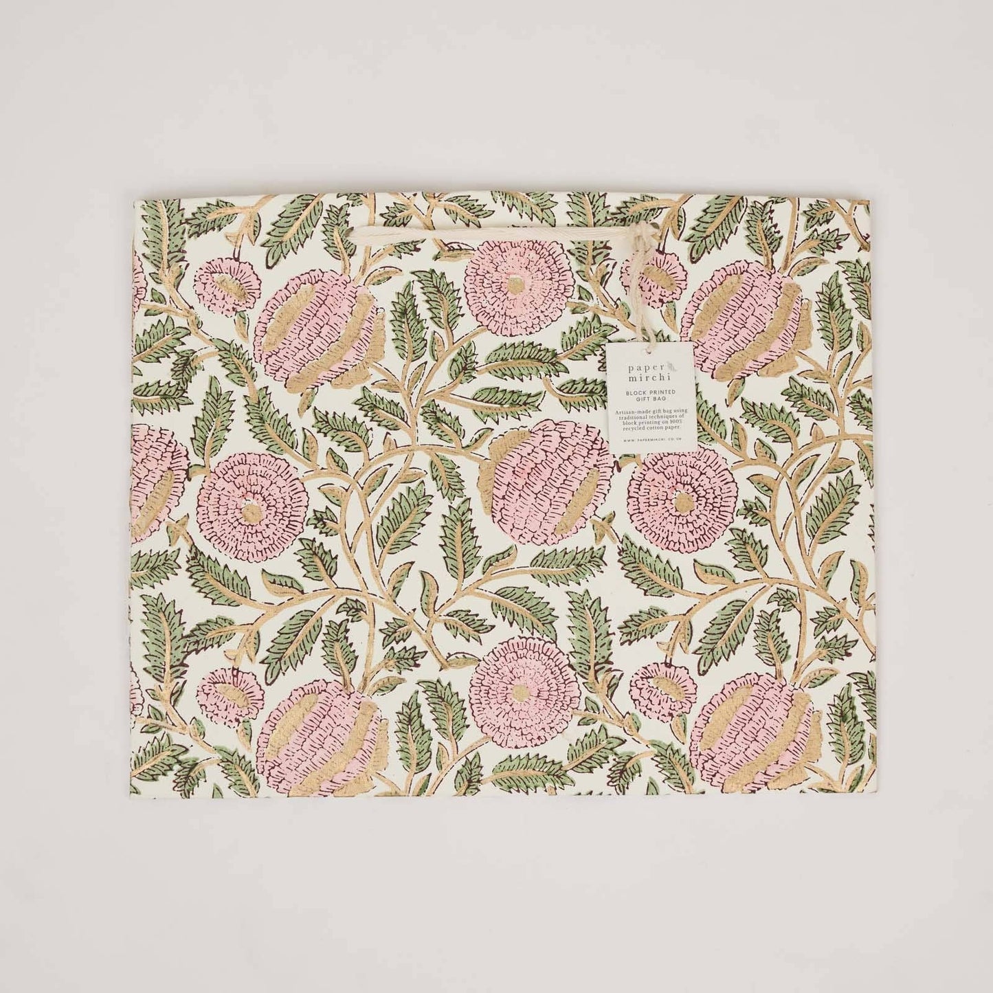 Hand Block Printed Gift Bags (Large) - Blush Refresh Collection