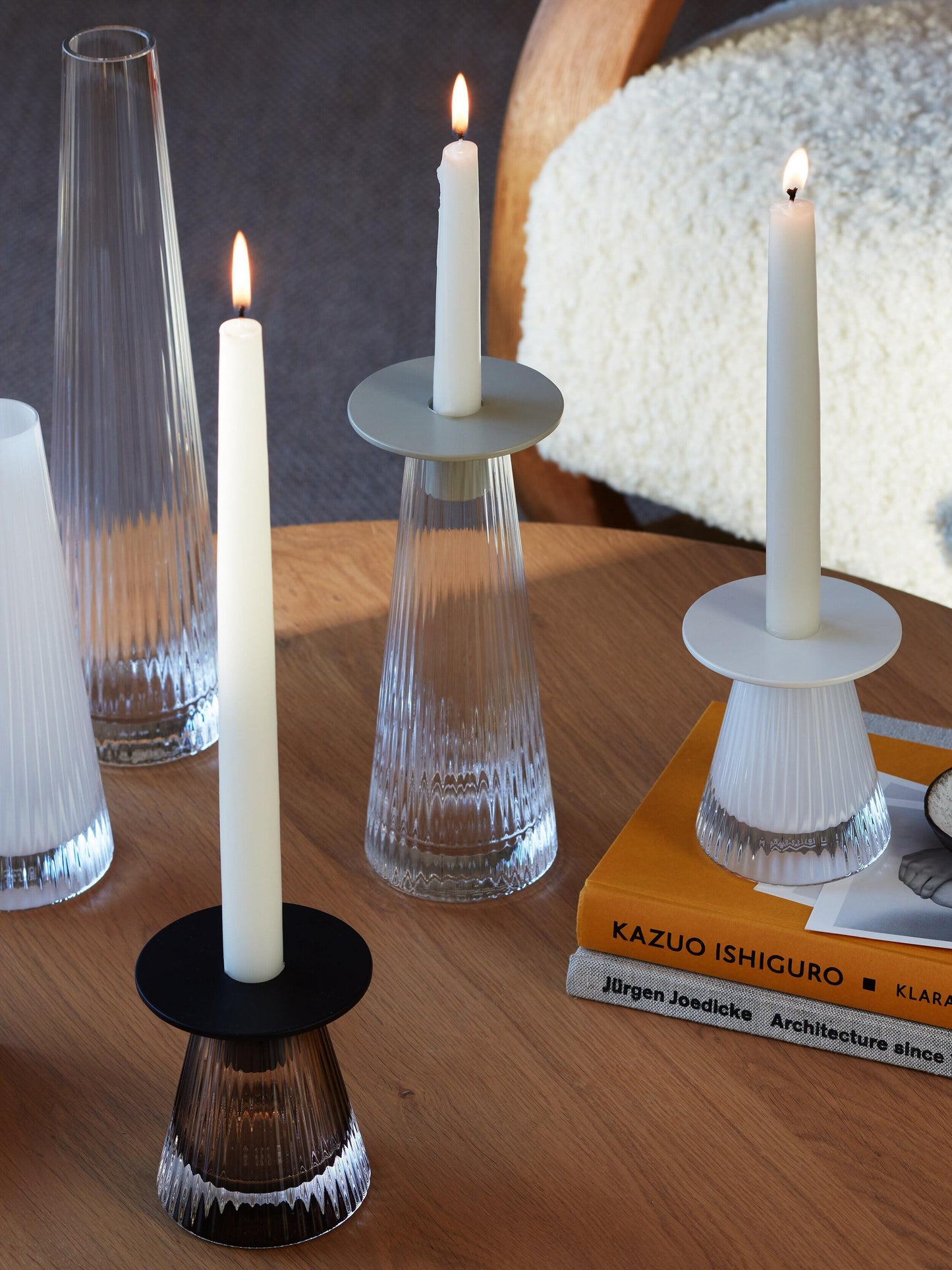 Beacon Candle Holder / Vase - Taupe + Jet Black