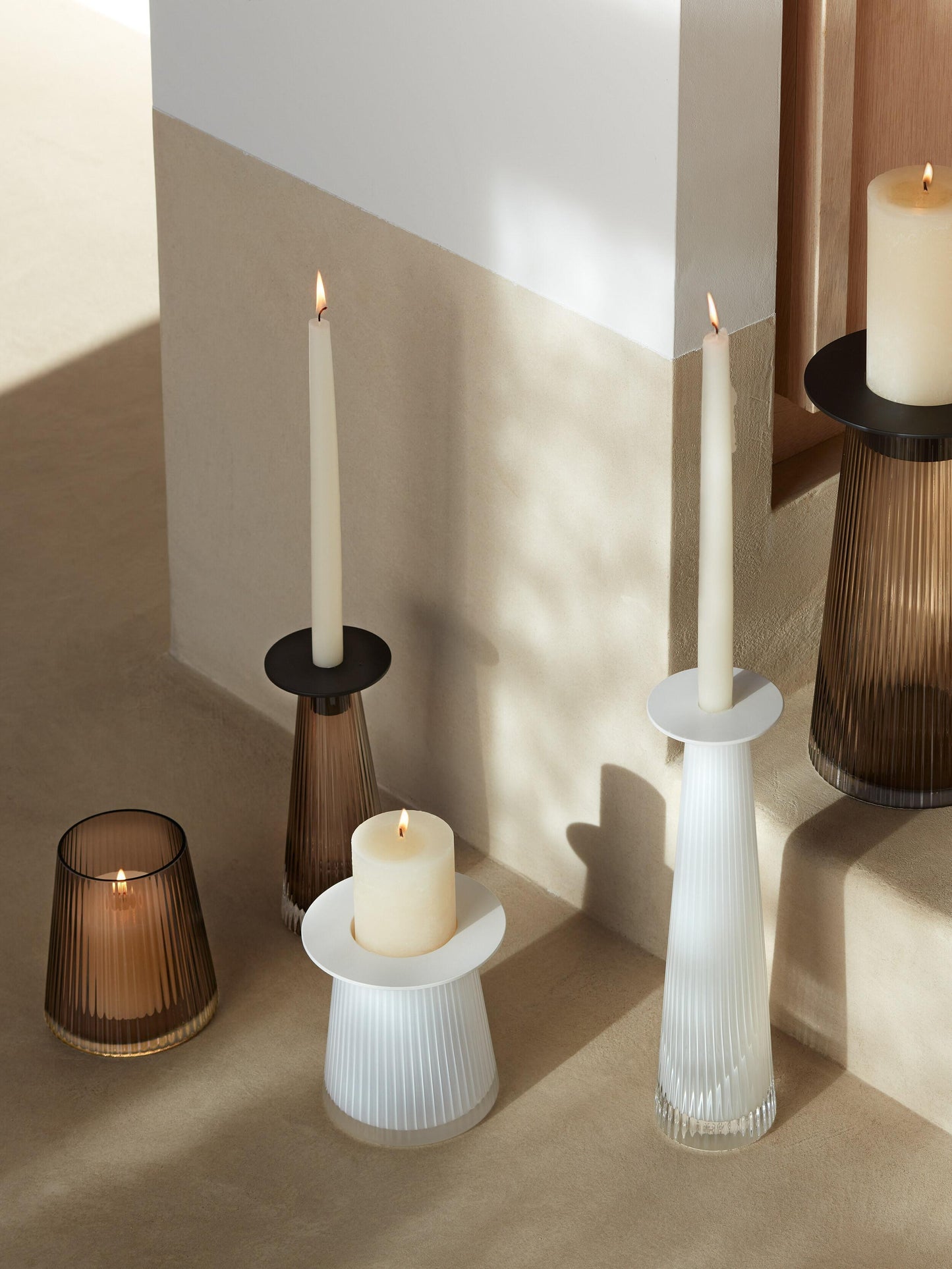Beacon Candle Holder / Vase - Taupe + Jet Black