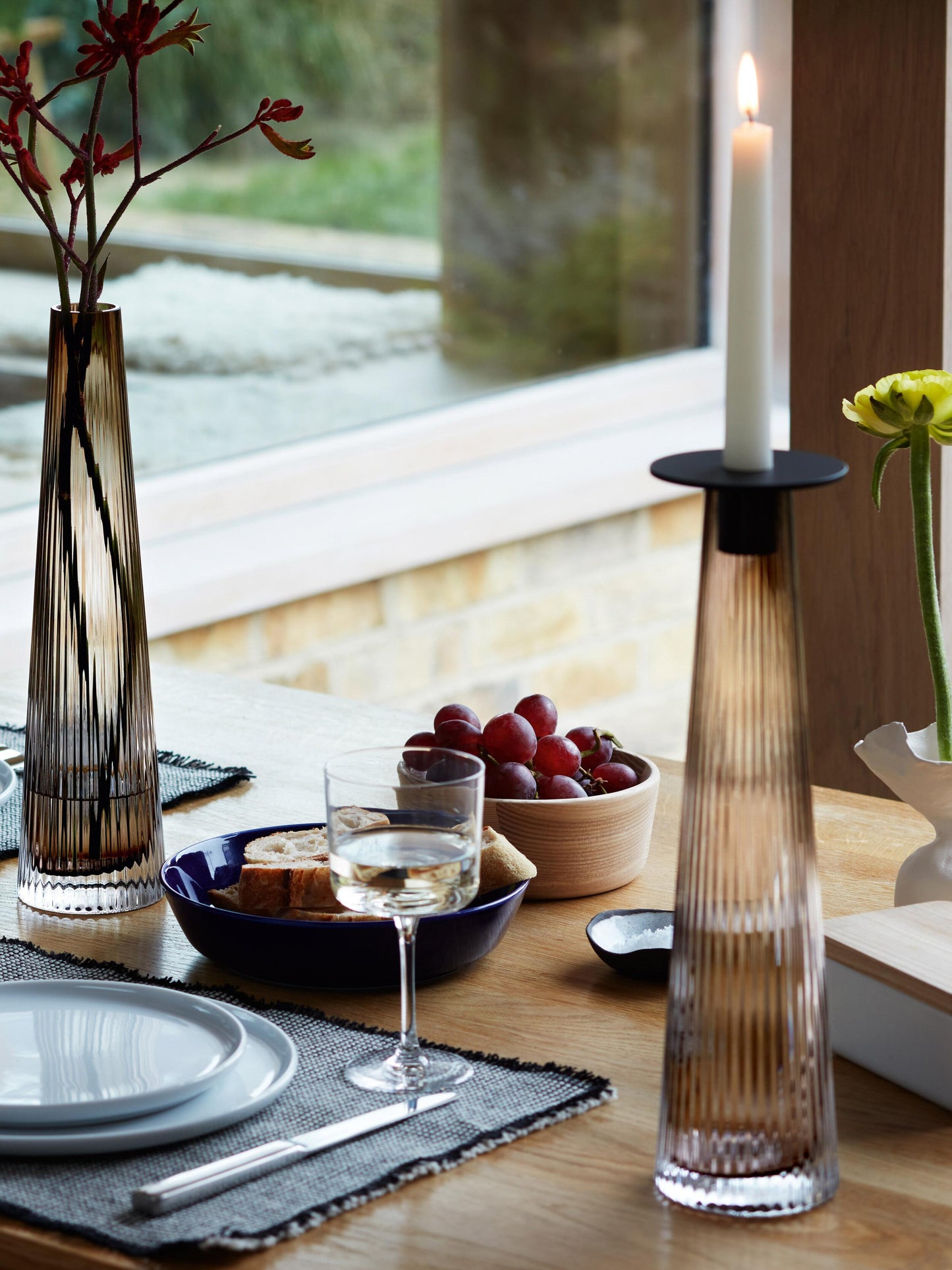 Beacon Candle Holder / Vase - Taupe + Jet Black