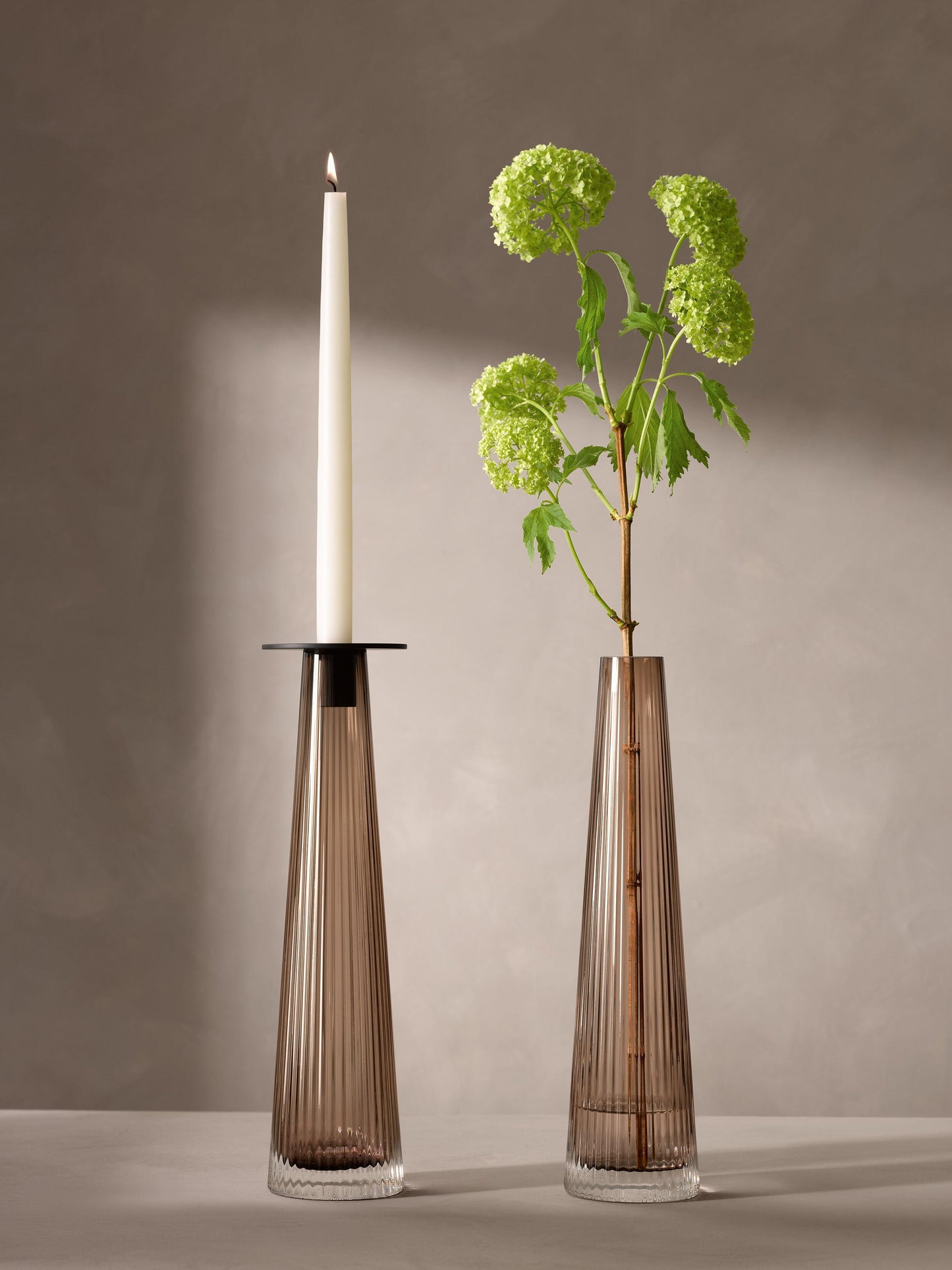 Beacon Candle Holder / Vase - Taupe + Jet Black