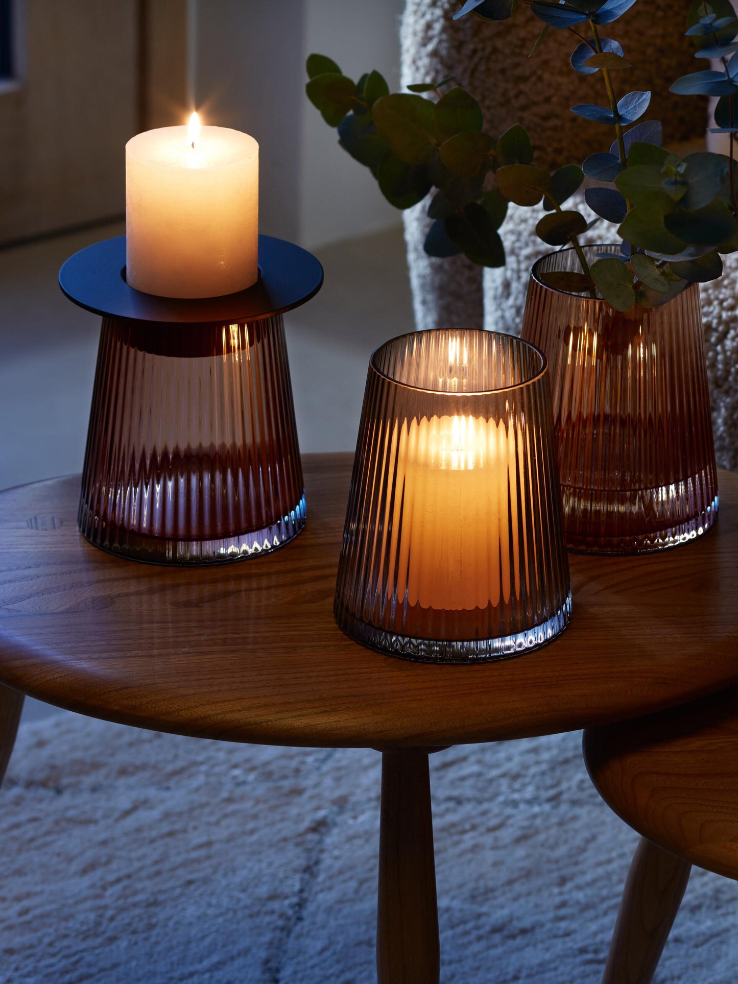 Beacon Candle Holder / Vase - Taupe + Jet Black