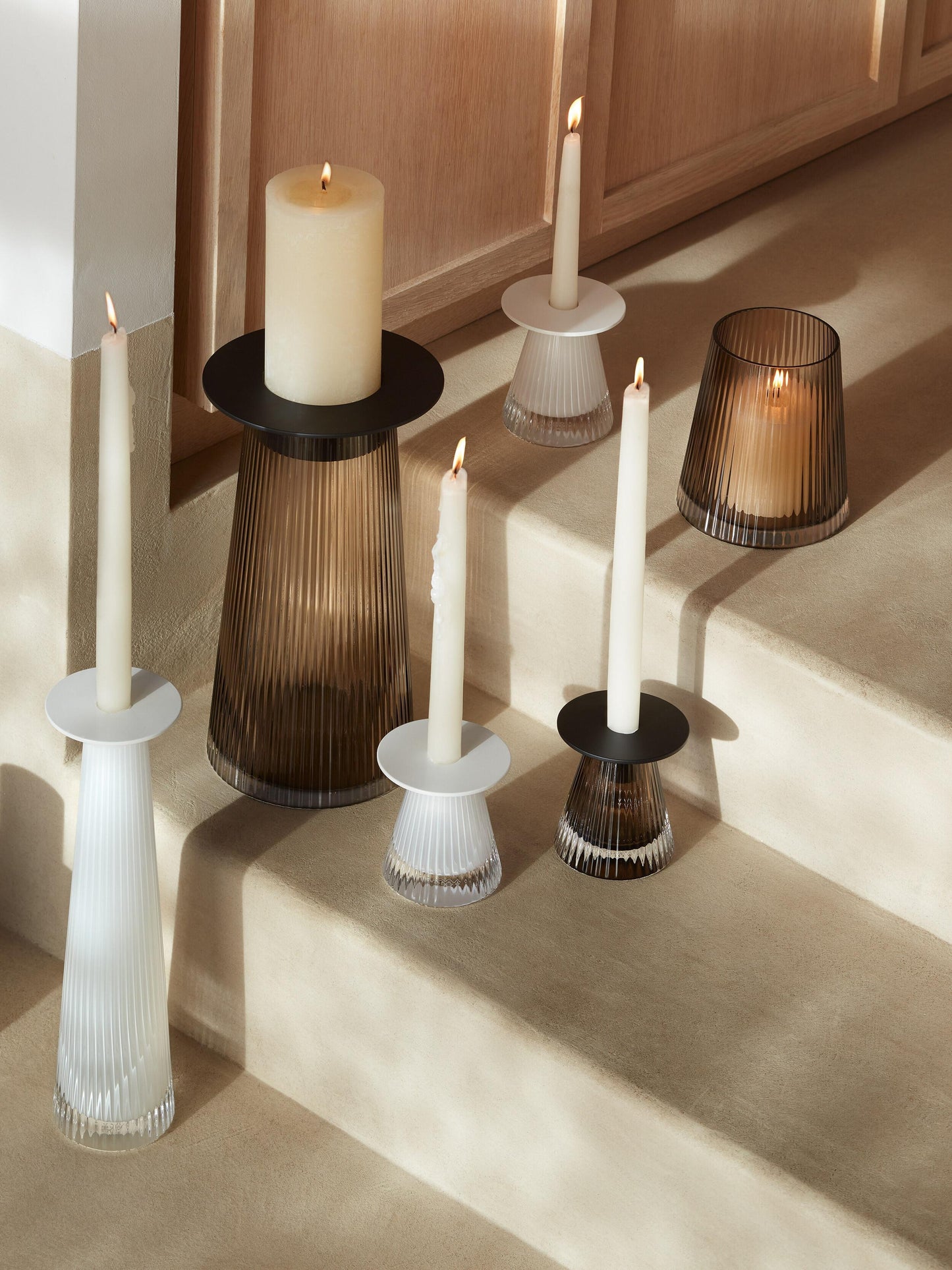 Beacon Candle Holder / Vase - Taupe + Jet Black