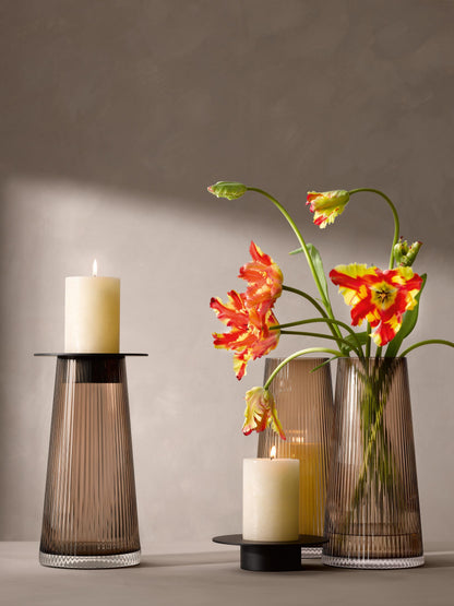 Beacon Candle Holder / Vase - Taupe + Jet Black